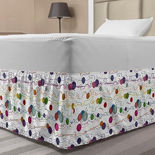 Ambesonne Colorful Bedskirt with Elastic Wrap