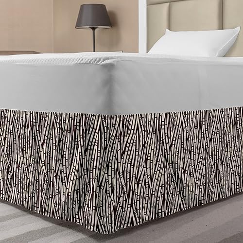 Lunarable Tribal Elastic Bed Skirt Seal Brown and Ivory