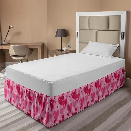 Lunarable Valentines Day Bedskirt - Pale Pink Magenta