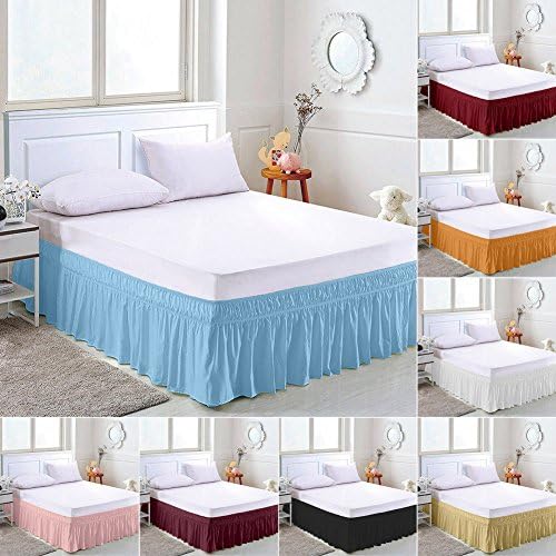 Amuze Bedding Easy Fit Elastic Bed Skirt 22 Inch Drop