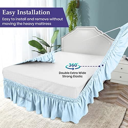 Wrap Around Bed Skirt 14 Drop Light Blue Full Size 54X75