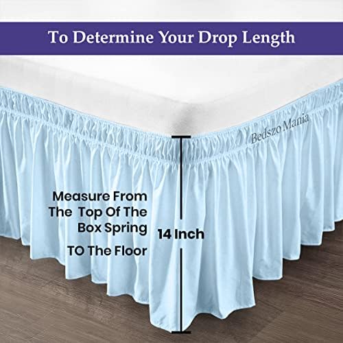 Wrap Around Bed Skirt 14 Drop Light Blue Full Size 54X75