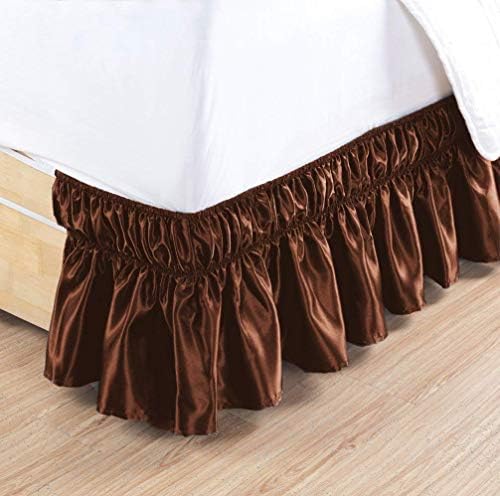 Super Soft Satin Wrap Around Bed Skirt Twin XXL Dark Brown