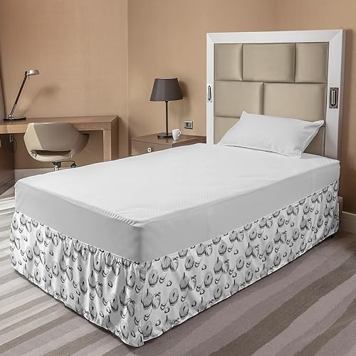 Lunarable Harvest Bed Skirt TwinTwin XL Charcoal Grey and White