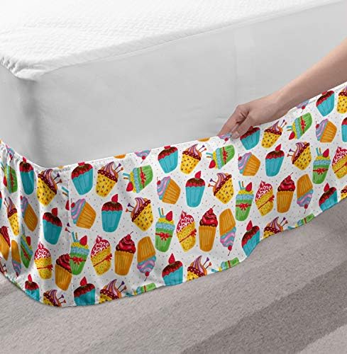 Lunarable Cupcake Bed Skirt - Multicolor TwinTwin XL