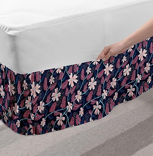 Lunarable Hawaii Elastic Bed Skirt - Night Blue Coral