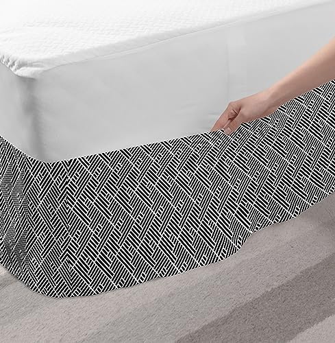 Lunarable Minimalist Bed Skirt with Abstract Geometric Stripes 1
