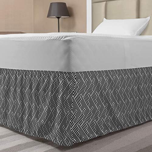 Lunarable Minimalist Bed Skirt with Abstract Geometric Stripes 1